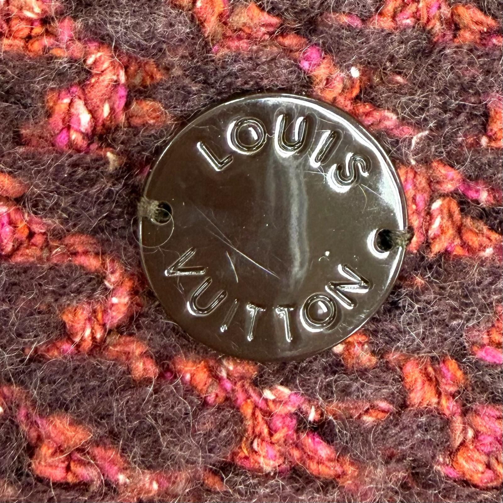 Louis Vuitton Silk Cashmere Blend Logo Plate Neck Long Cardigan Multi — view 5