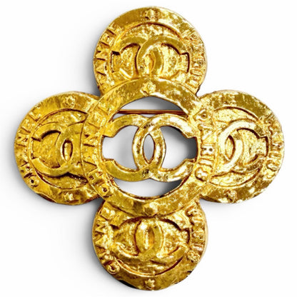 Chanel Vintage 28 CC Logo Flower Motif Brooch Gold Recommended