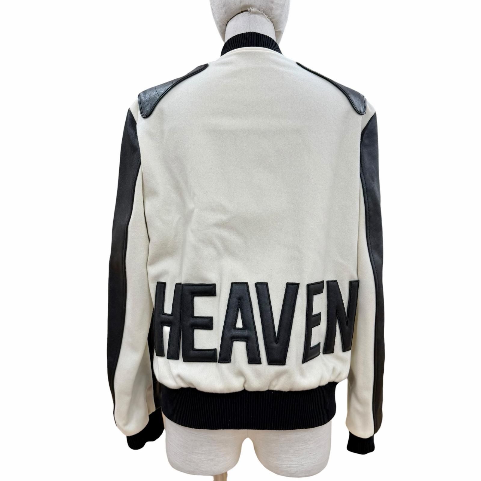 Saint Laurent Paris Wool Lambskin Back Heaven Varsity Jacket White Black 38 — view 3