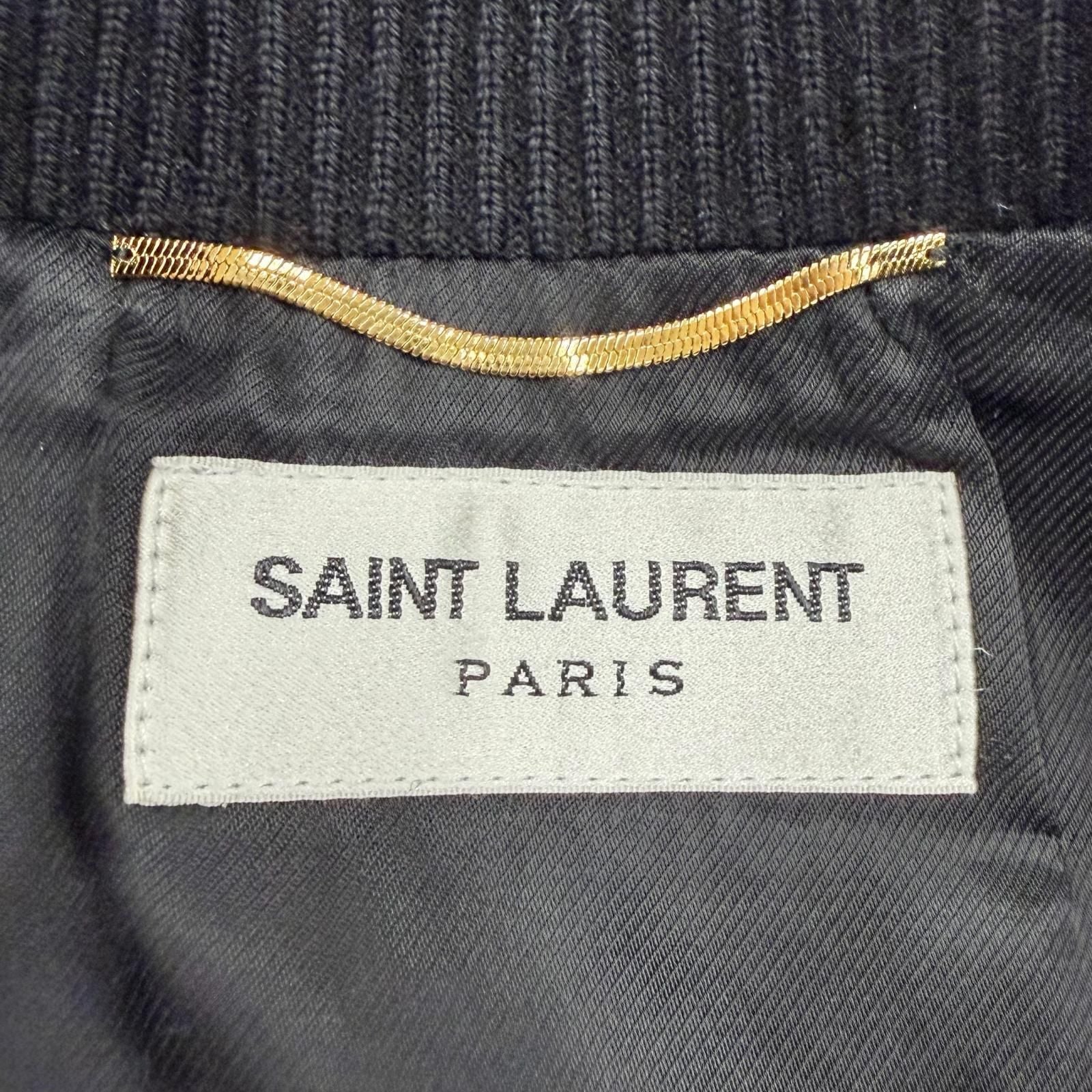 Saint Laurent Paris Wool Lambskin Back Heaven Varsity Jacket White Black 38 — view 8