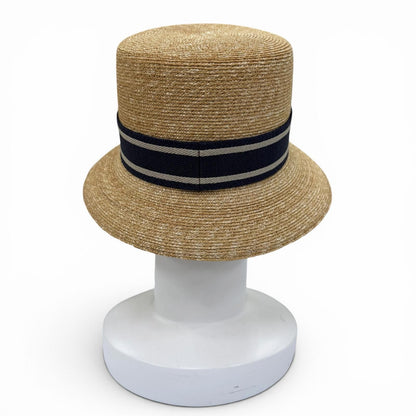 Dior Logo Straw Hat Bucket Hat Beige Navy 56 — view 4