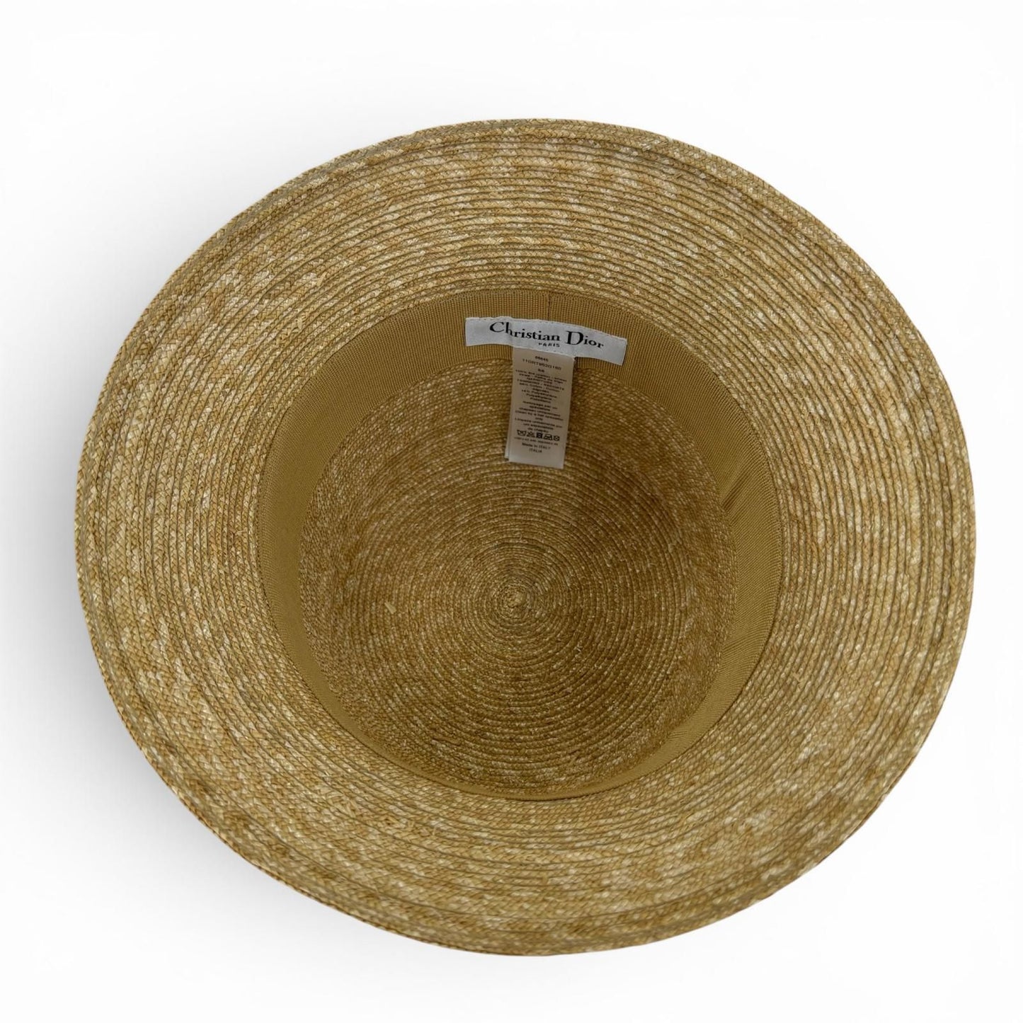 Dior Logo Straw Hat Bucket Hat Beige Navy 56 — view 6