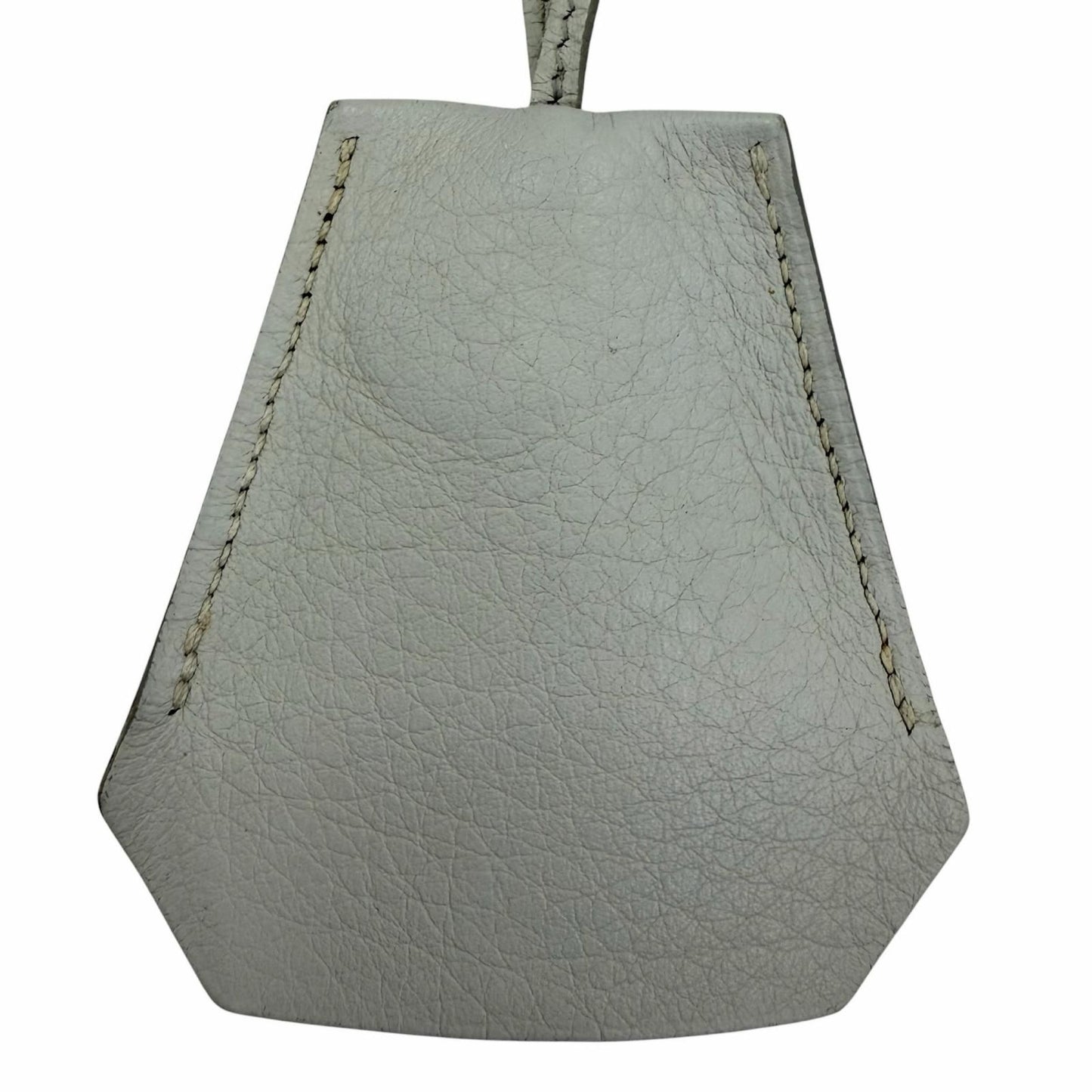 Hermes Vintage Clochette Charm Leather Silver Necklace Light Blue