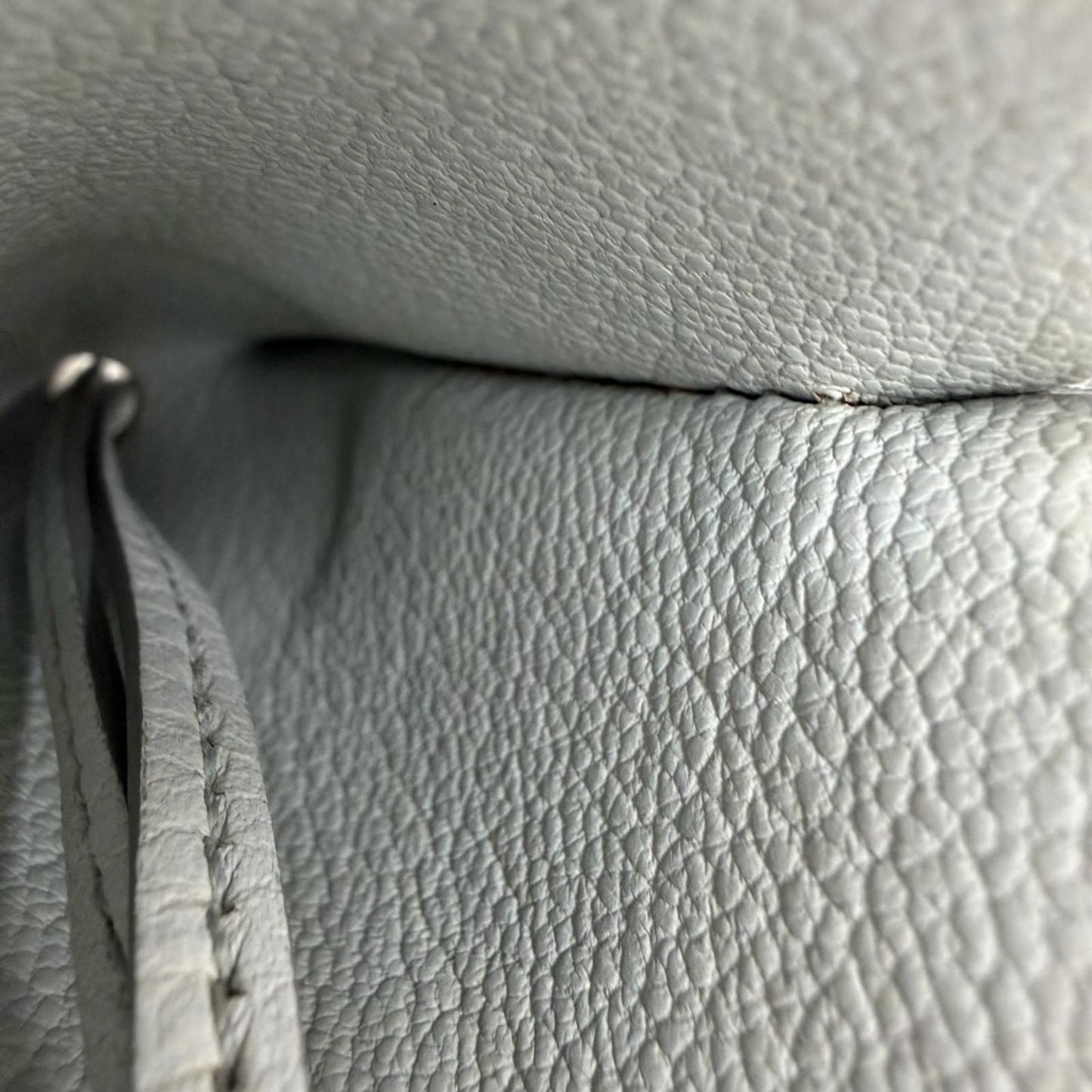 Hermes Vintage Clochette Charm Leather Silver Necklace Light Blue — view 9