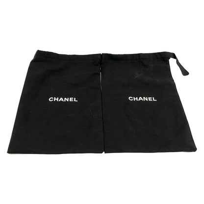 Chanel Flat Shoes 34.5 C Beige Black Ribbon CC Logo Lambskin — view 7