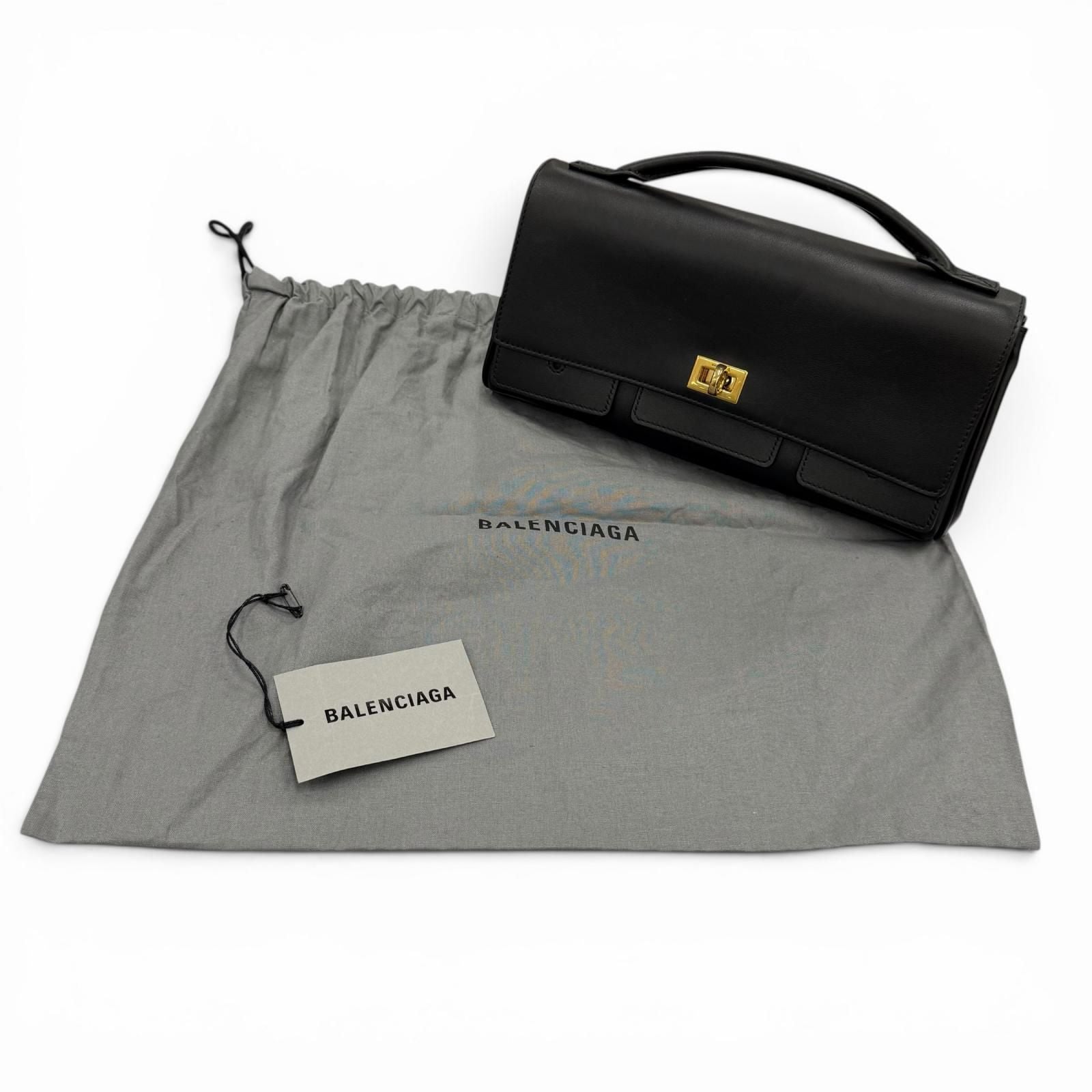 Balenciaga Bel Air Small Clutch 2-Way Leather Shoulder Bag Black — view 2
