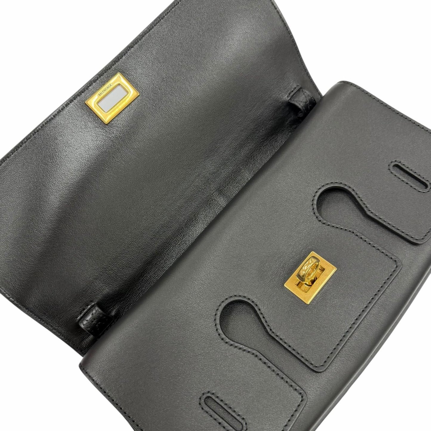 Balenciaga Bel Air Small Clutch 2-Way Leather Shoulder Bag Black — view 9