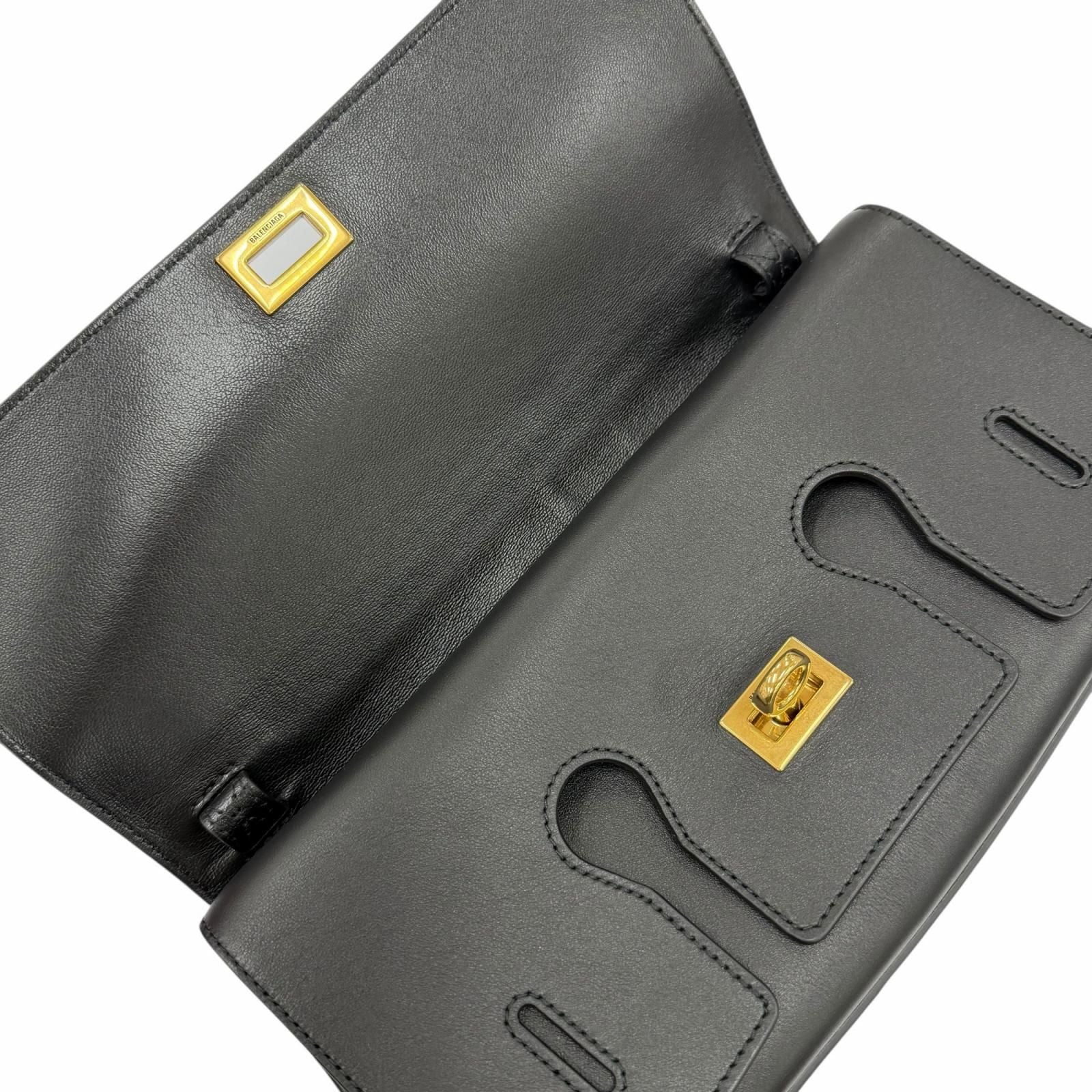 Balenciaga Bel Air Small Clutch 2-Way Leather Shoulder Bag Black — view 9