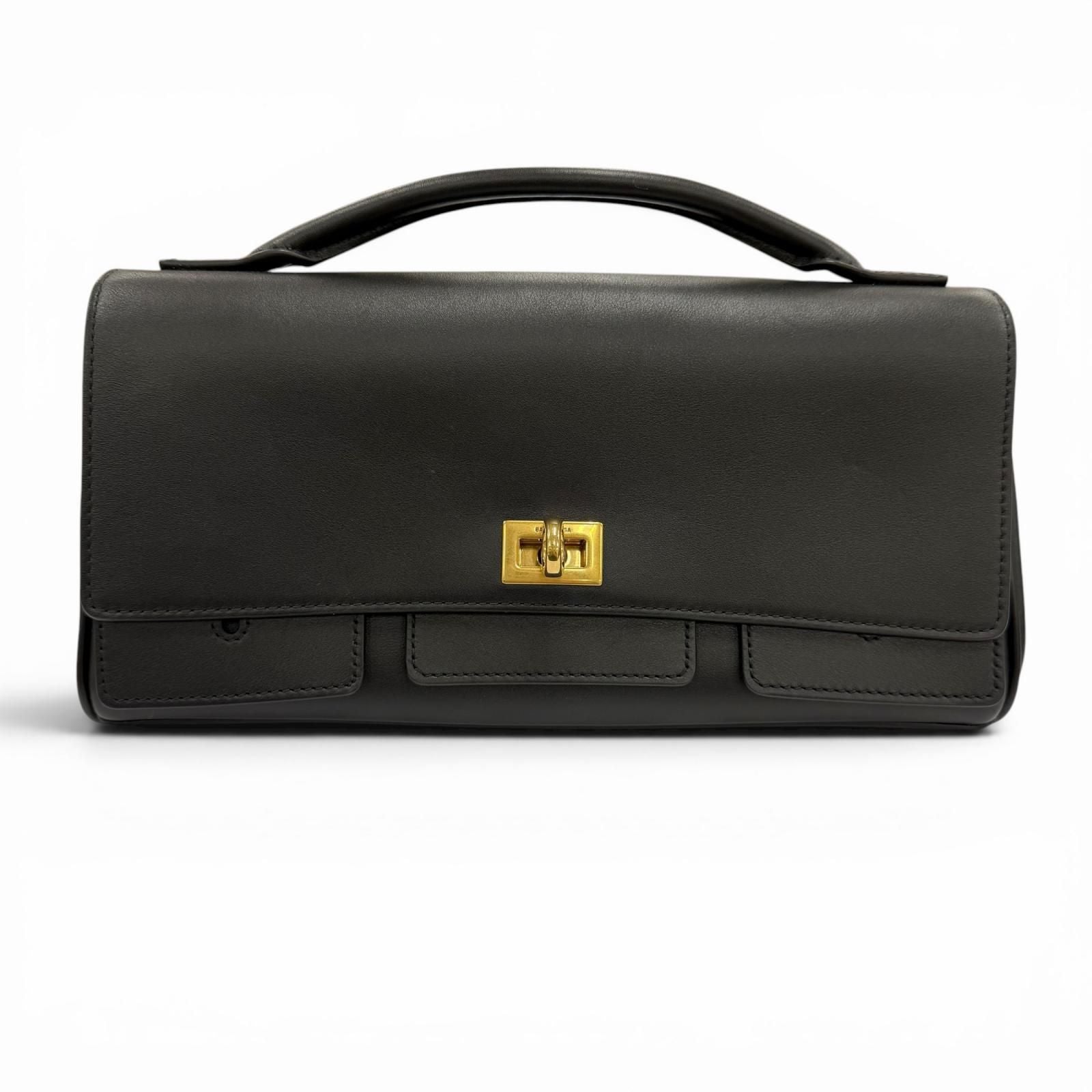Balenciaga Bel Air Small Clutch 2-Way Leather Shoulder Bag Black