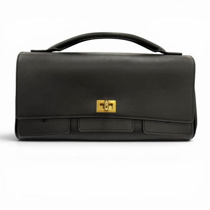 Balenciaga Bel Air Small Clutch 2-Way Leather Shoulder Bag Black