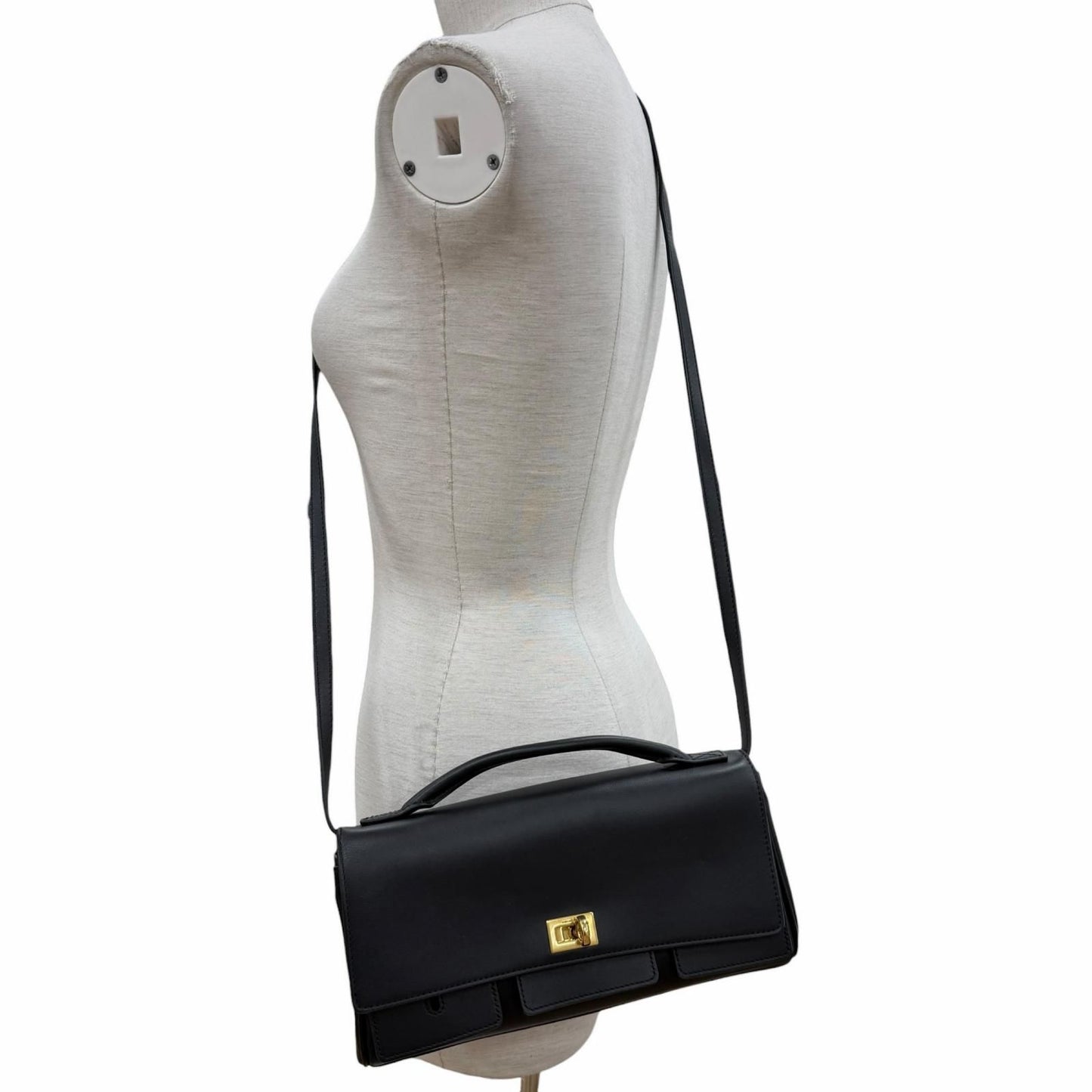 Balenciaga Bel Air Small Clutch 2-Way Leather Shoulder Bag Black — view 4