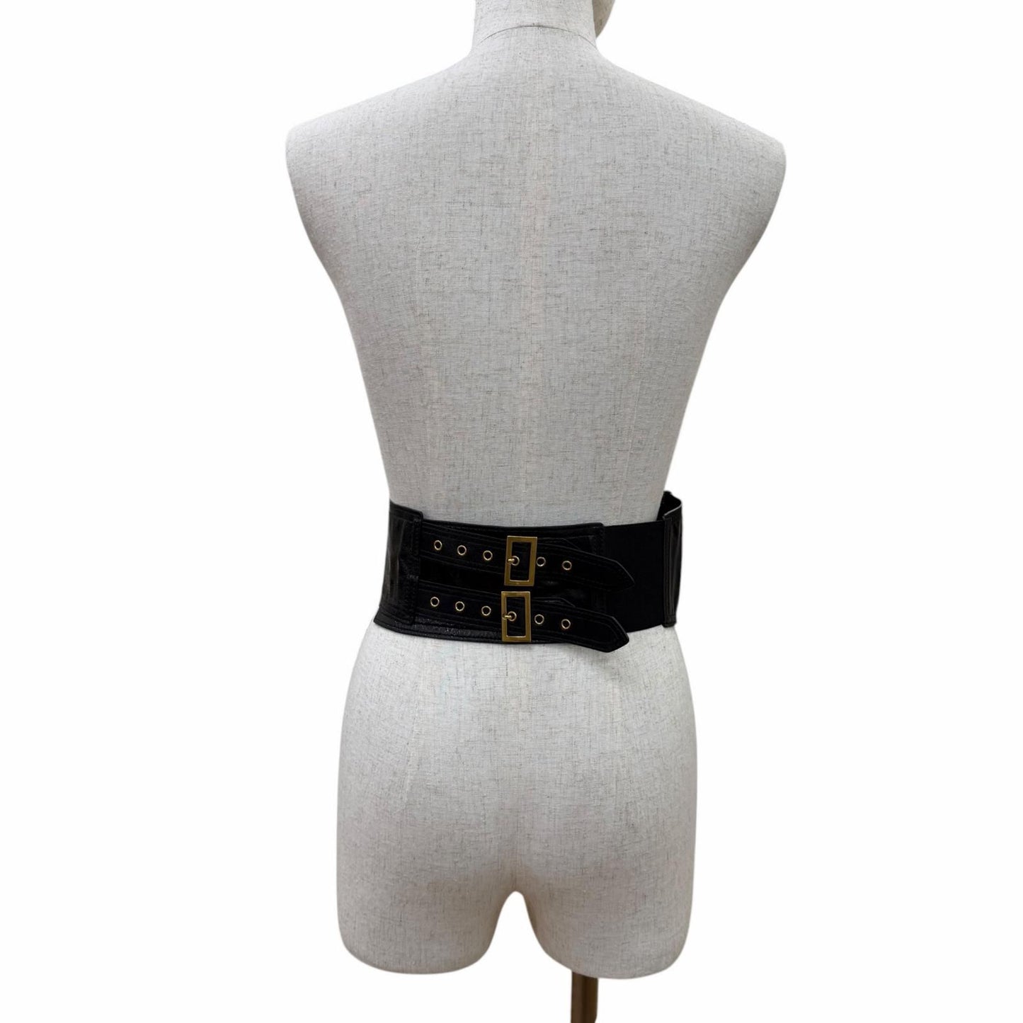 Dior Vintage Logo Saddle Leather Belt Black Gold — view 3