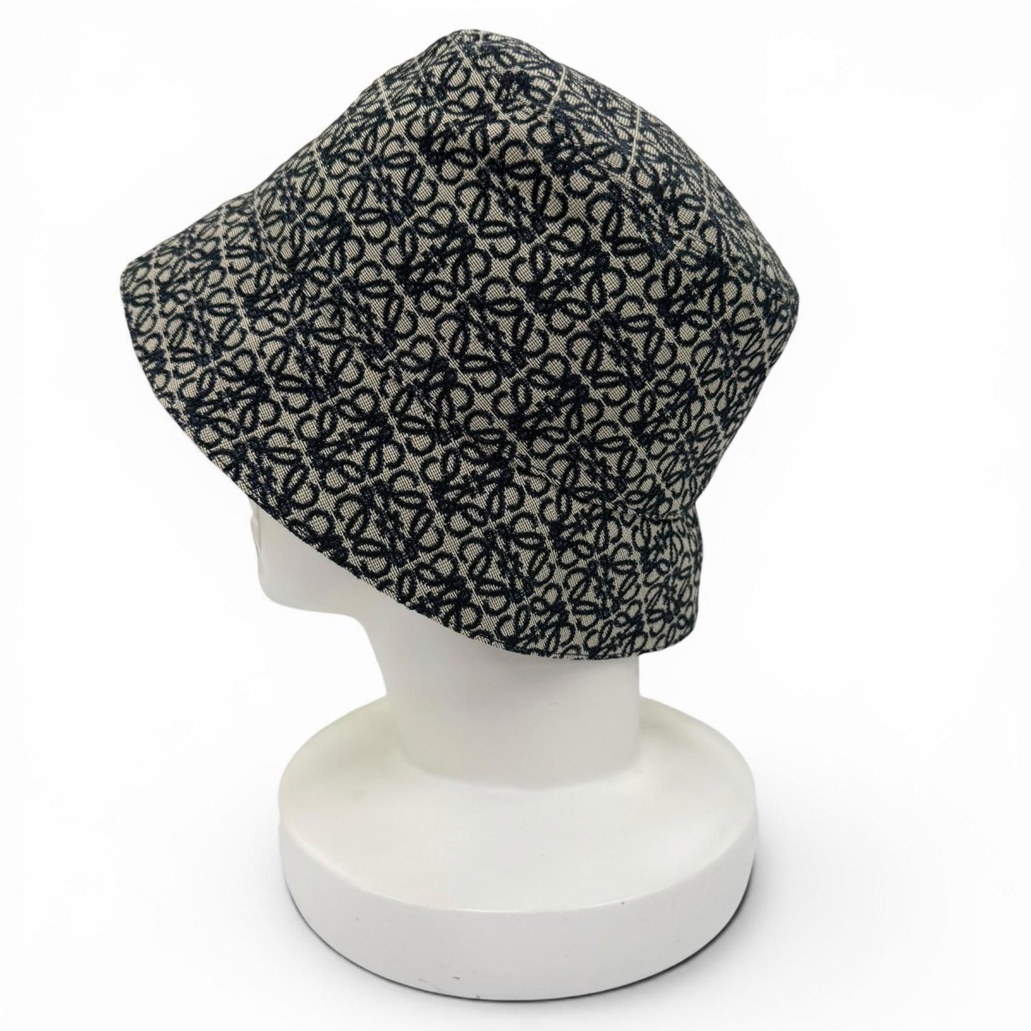 Loewe Cotton Anagram Logo Leather Patch Bucket Hat Navy 58 — view 4
