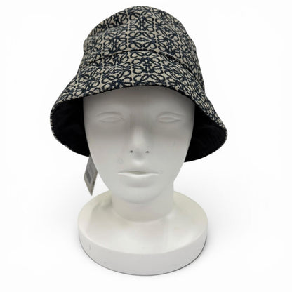 Loewe Cotton Anagram Logo Leather Patch Bucket Hat Navy 58 — view 3