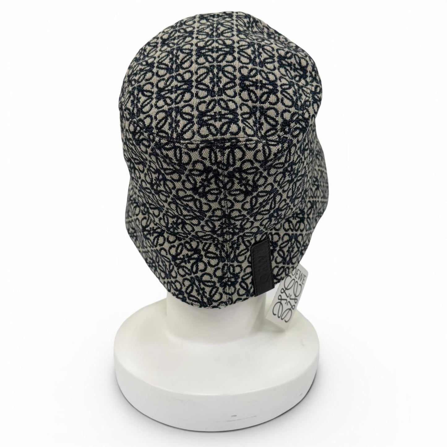 Loewe Cotton Anagram Logo Leather Patch Bucket Hat Navy 58 — view 5