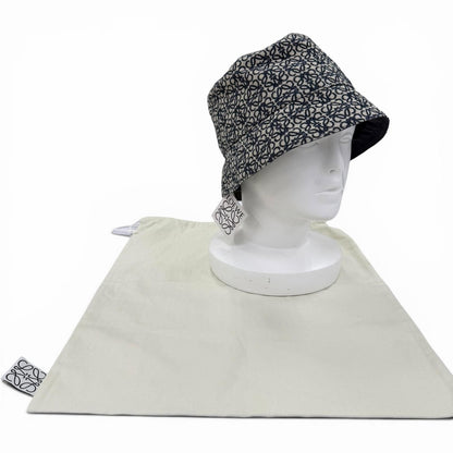 Loewe Cotton Anagram Logo Leather Patch Bucket Hat Navy 58 — view 2