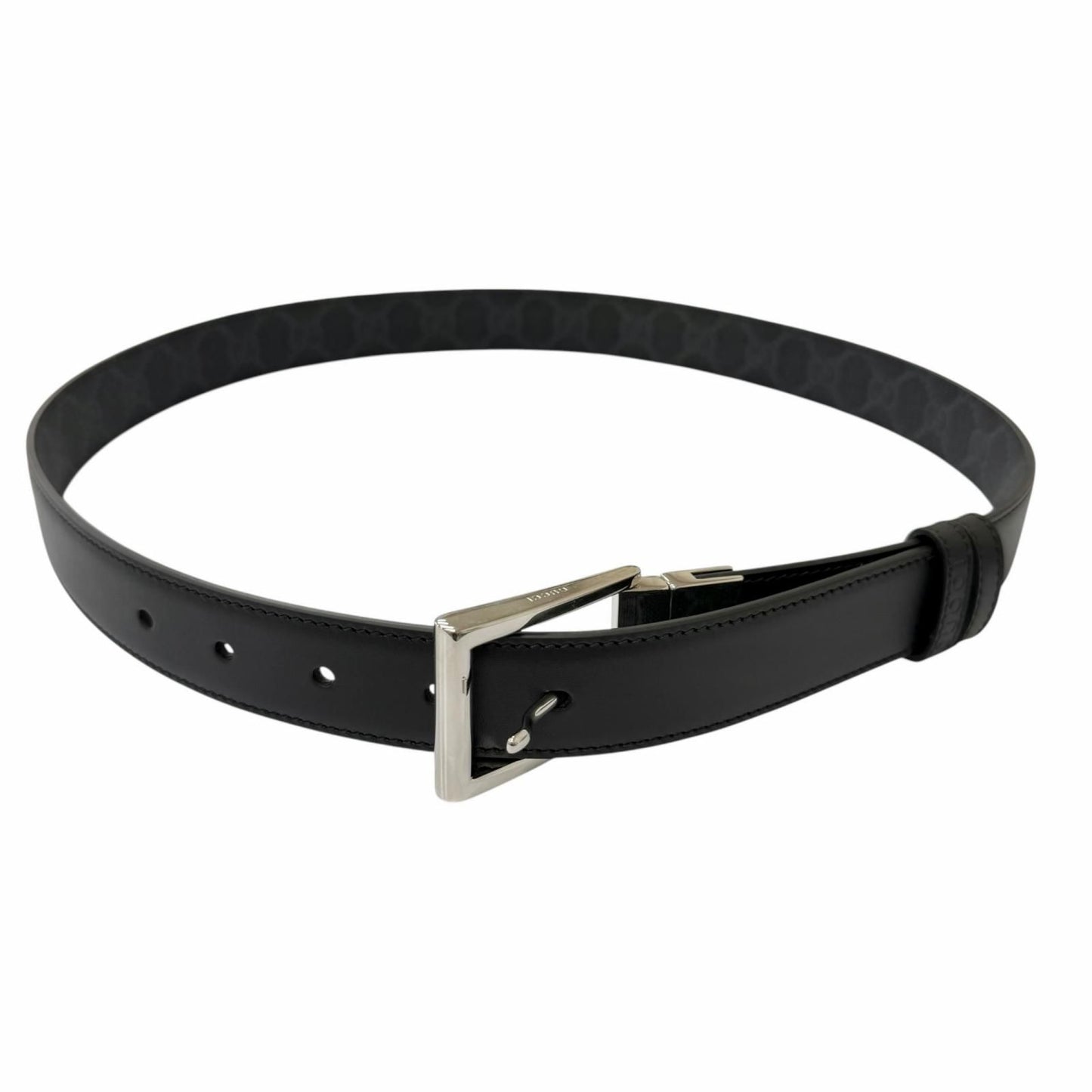 Gucci Leather GG Supreme Canvas Square Buckle Reversible Belt Black 90 36 — view 4