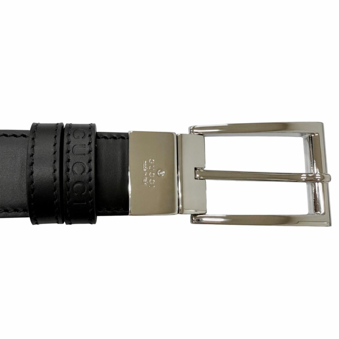 Gucci Leather GG Supreme Canvas Square Buckle Reversible Belt Black 90 36 — view 6