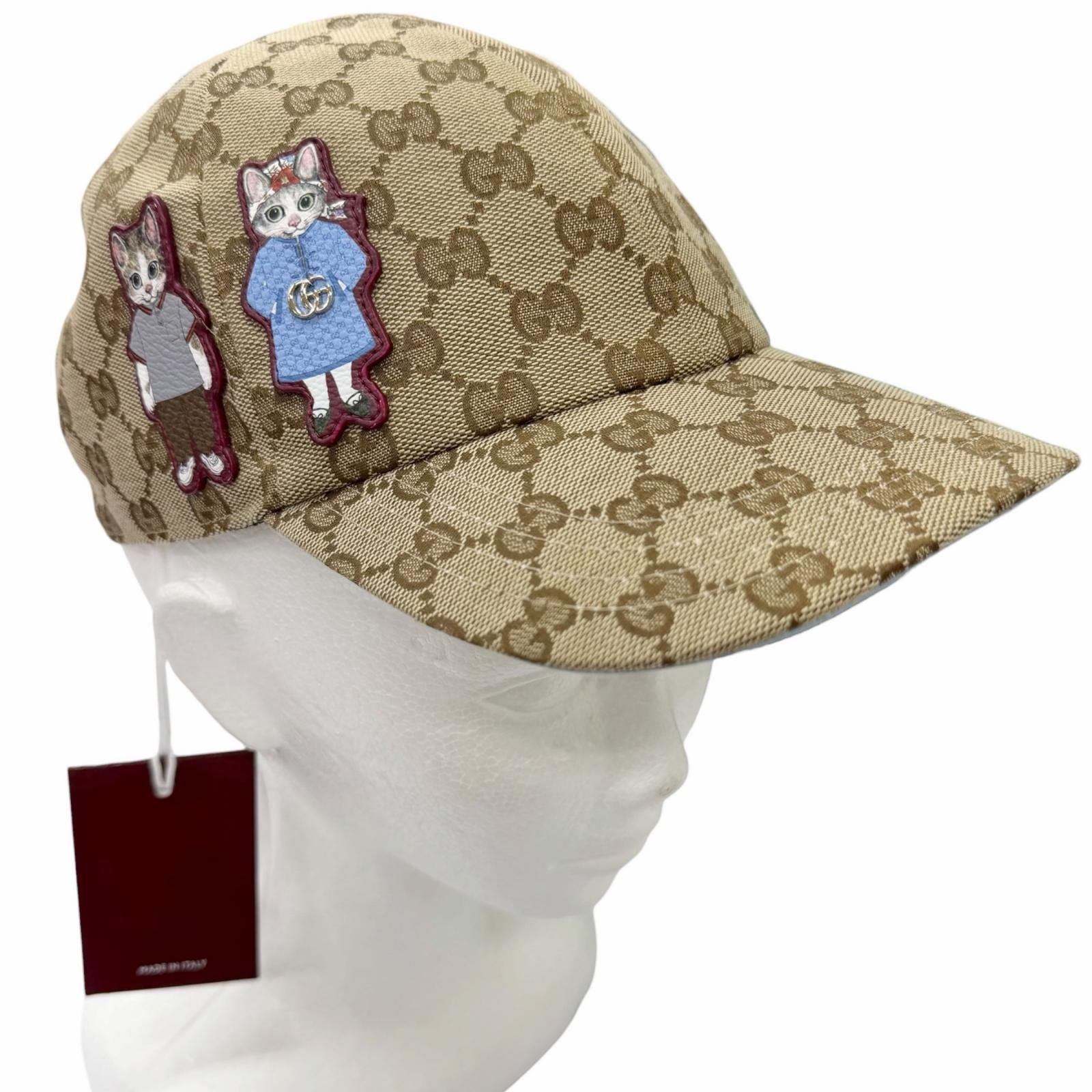 Gucci Made Yuko Higuchi Bo & Boris GG Canvas Some Lambskin Baseball Cap Beige M