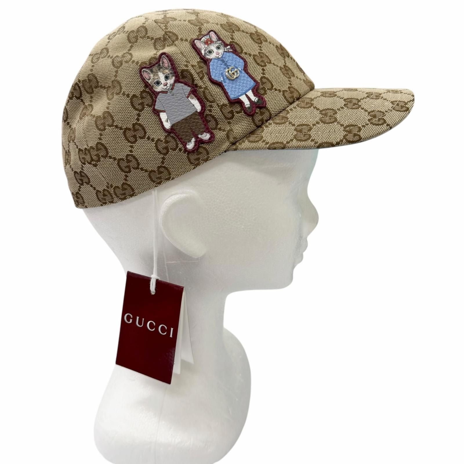 Gucci Made Yuko Higuchi Bo & Boris GG Canvas Some Lambskin Baseball Cap Beige M — view 3