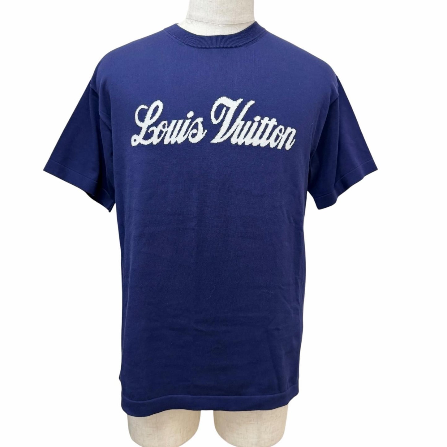Louis Vuitton Cotton Inside Out Short Sleeve Logo Knit Navy XS Sweater