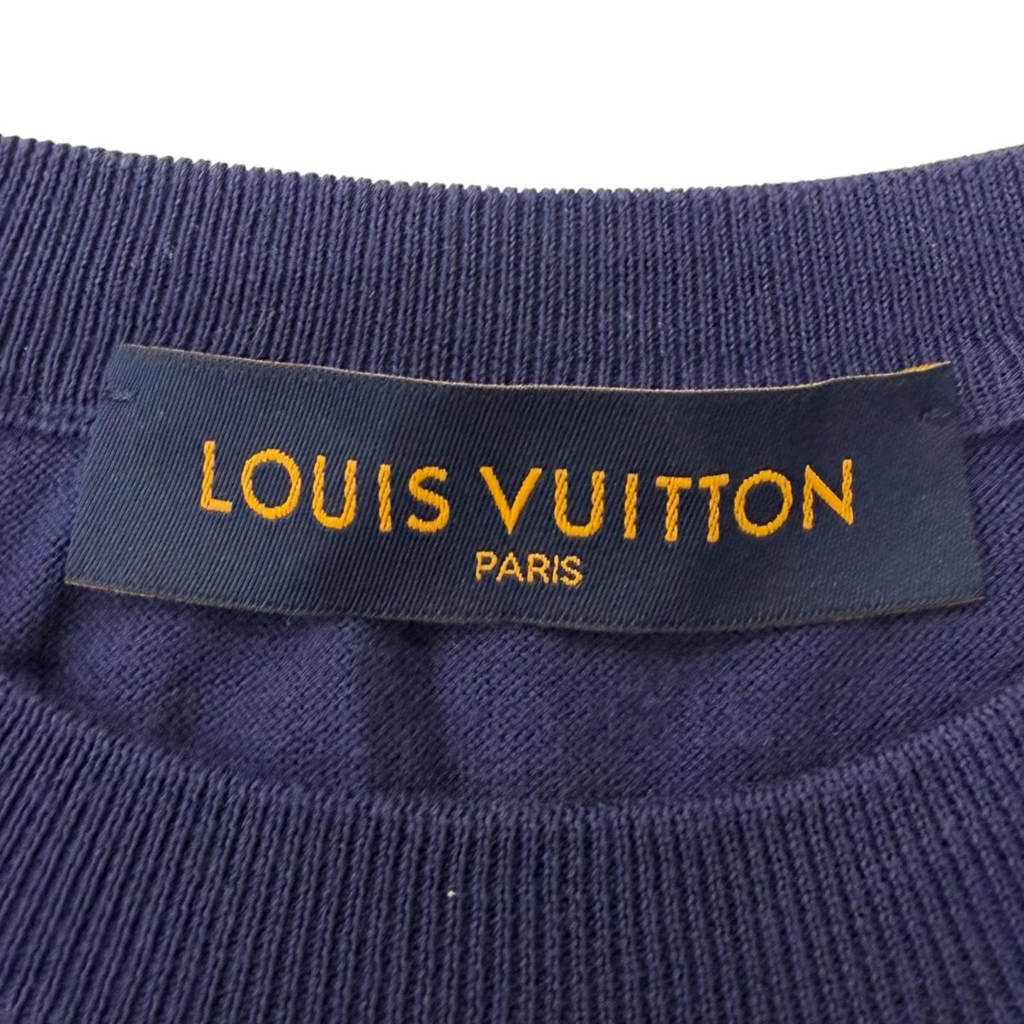 Louis Vuitton Cotton Inside Out Short Sleeve Logo Knit Navy XS Sweater — view 5
