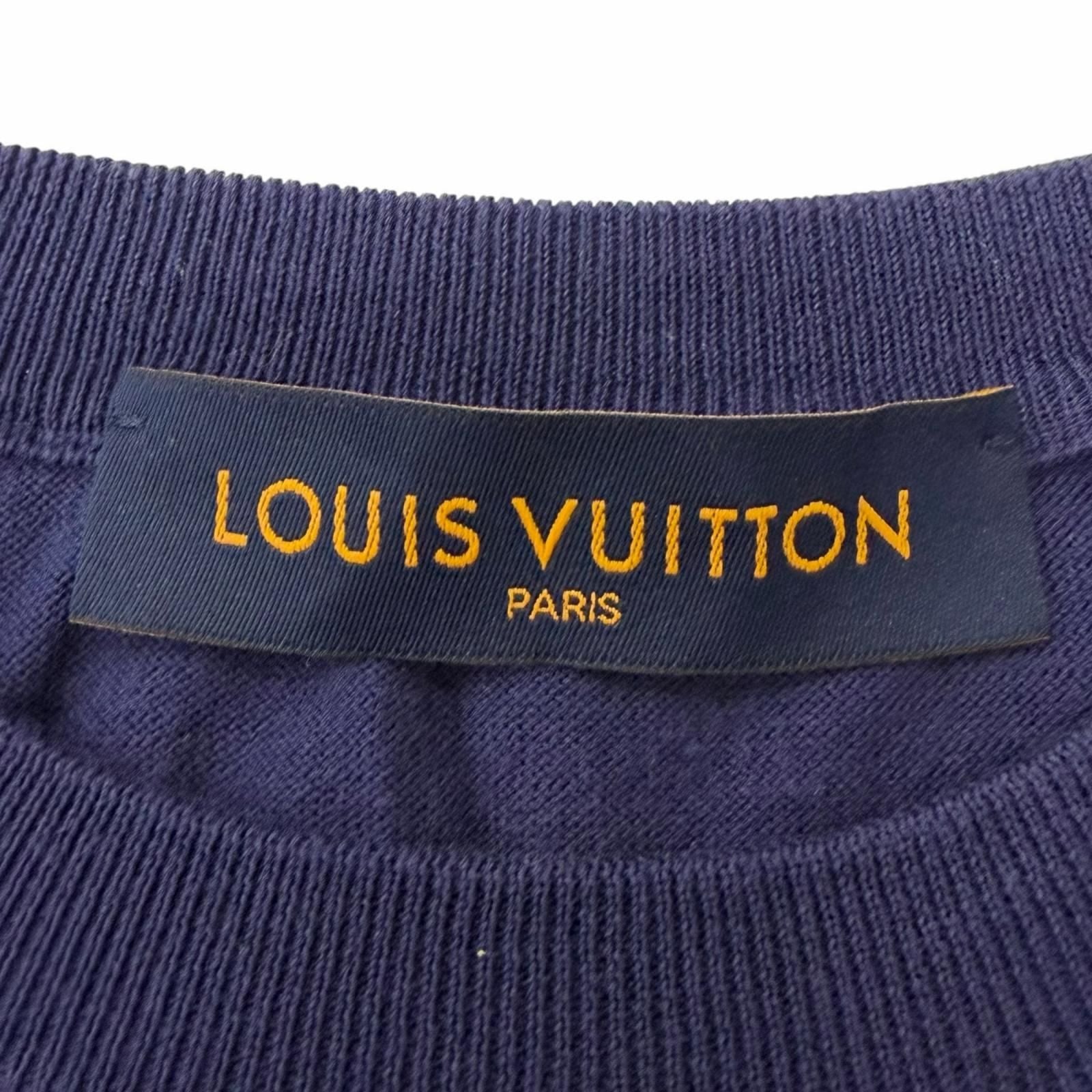 Louis Vuitton Cotton Inside Out Short Sleeve Logo Knit Navy XS Sweater — view 5