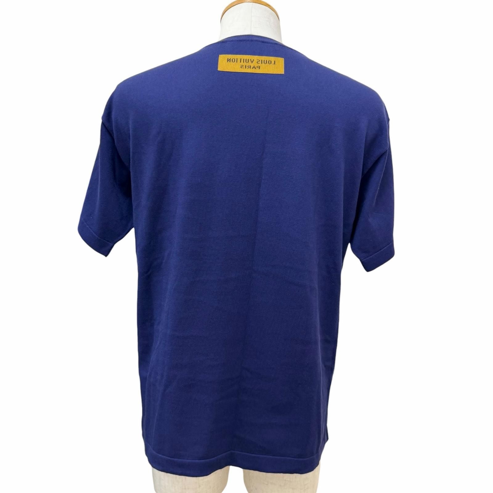 Louis Vuitton Cotton Inside Out Short Sleeve Logo Knit Navy XS Sweater — view 3