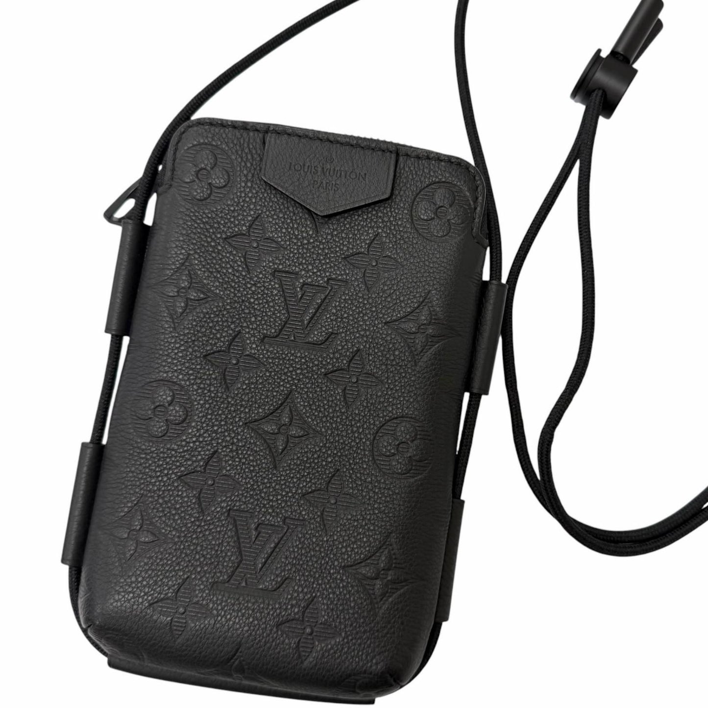 Louis Vuitton Monogram Shadow Lace Up Leather Pouch Black