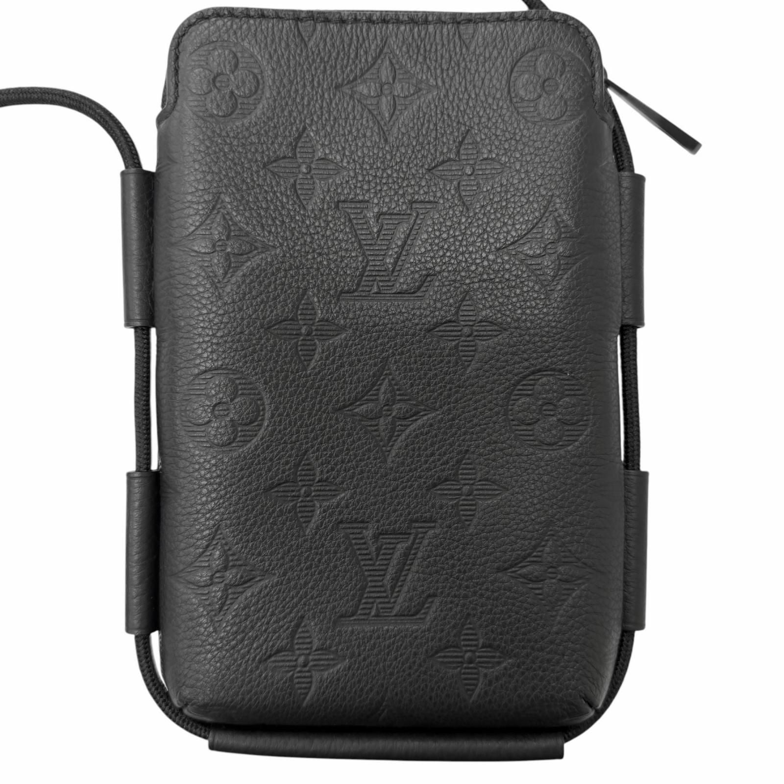 Louis Vuitton Monogram Shadow Lace Up Leather Pouch Black — view 4