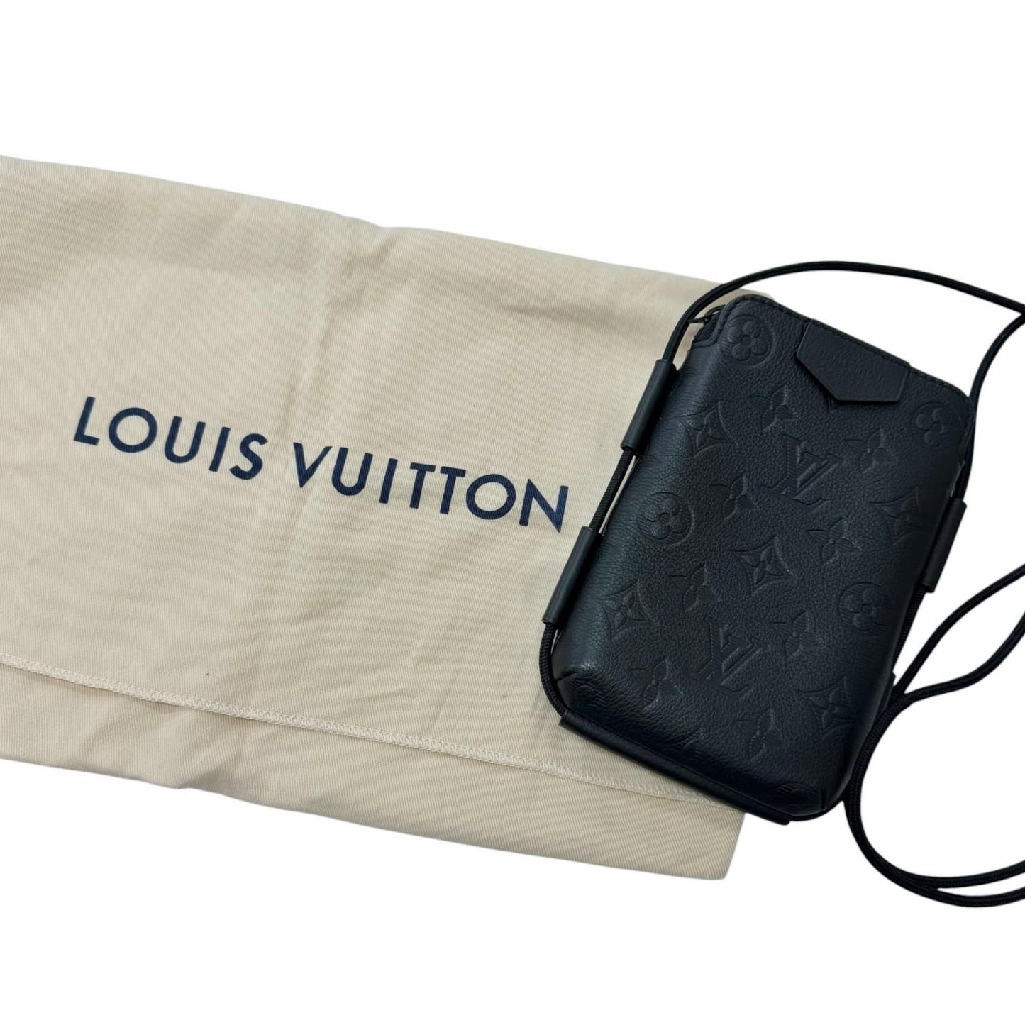 Louis Vuitton Monogram Shadow Lace Up Leather Pouch Black — view 3