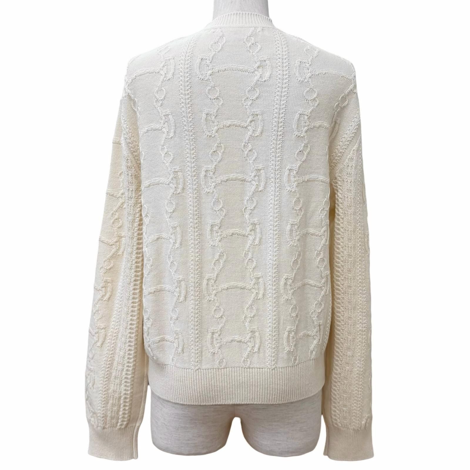 Hermes Morning Walk Wool Cashmere Blend Logo Buttoned Crew Neck Knit Cardigan — view 4