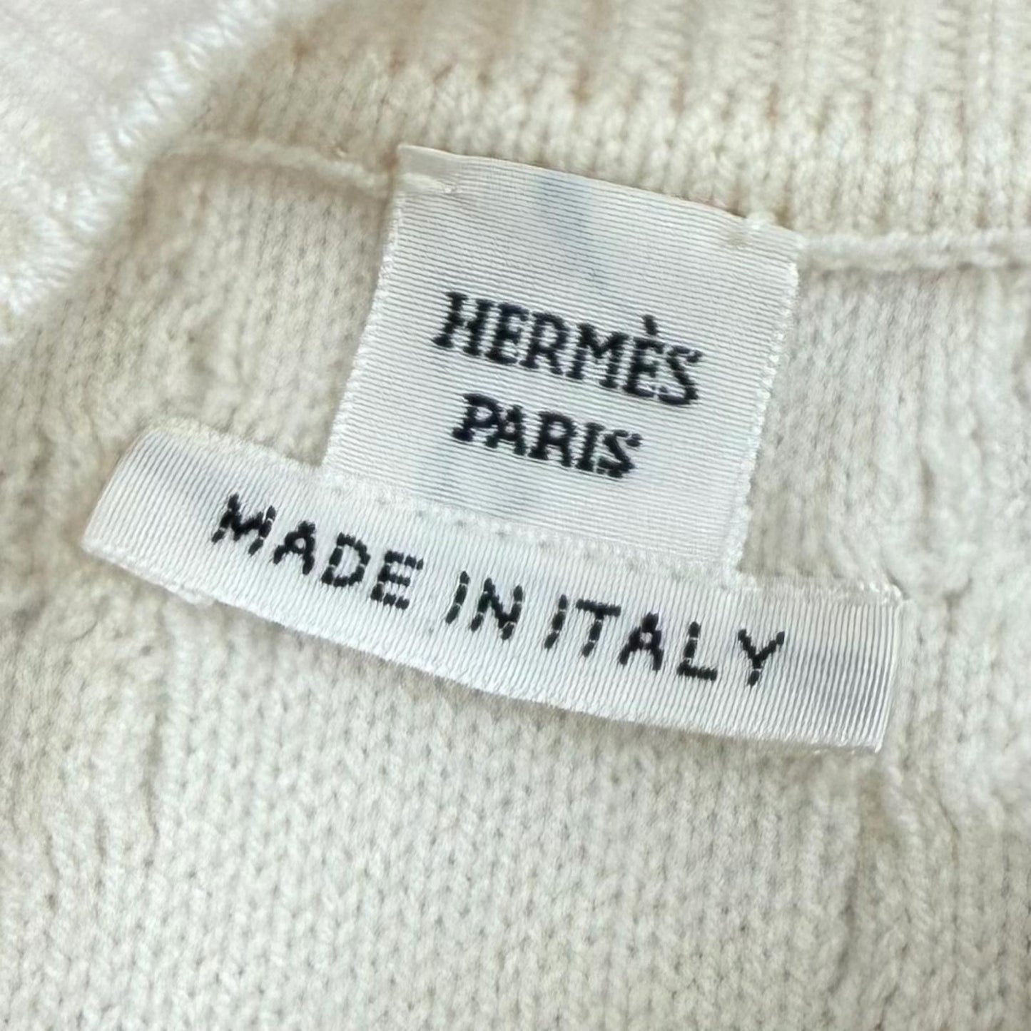 Hermes Morning Walk Wool Cashmere Blend Logo Buttoned Crew Neck Knit Cardigan — view 7