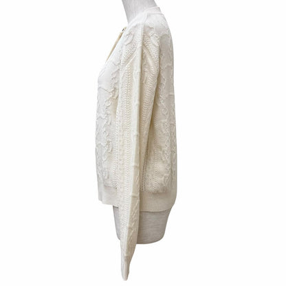 Hermes Morning Walk Wool Cashmere Blend Logo Buttoned Crew Neck Knit Cardigan — view 3