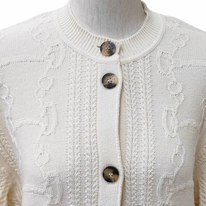 Hermes Morning Walk Wool Cashmere Blend Logo Buttoned Crew Neck Knit Cardigan — view 5