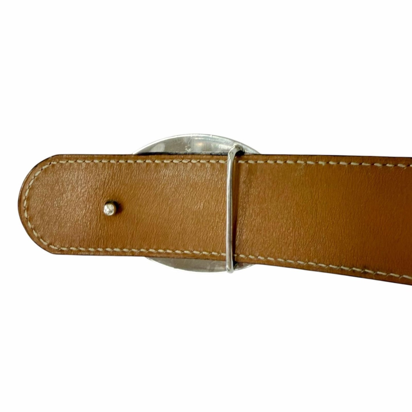Hermes Toareg Silver Buckle Leather Belt Black 75 — view 7