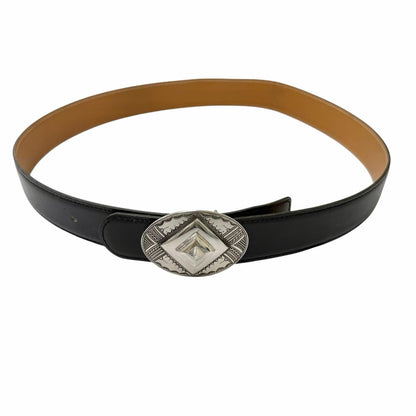 Hermes Toareg Silver Buckle Leather Belt Black 75 — view 4