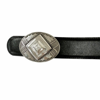 Hermes Toareg Silver Buckle Leather Belt Black 75 — view 6