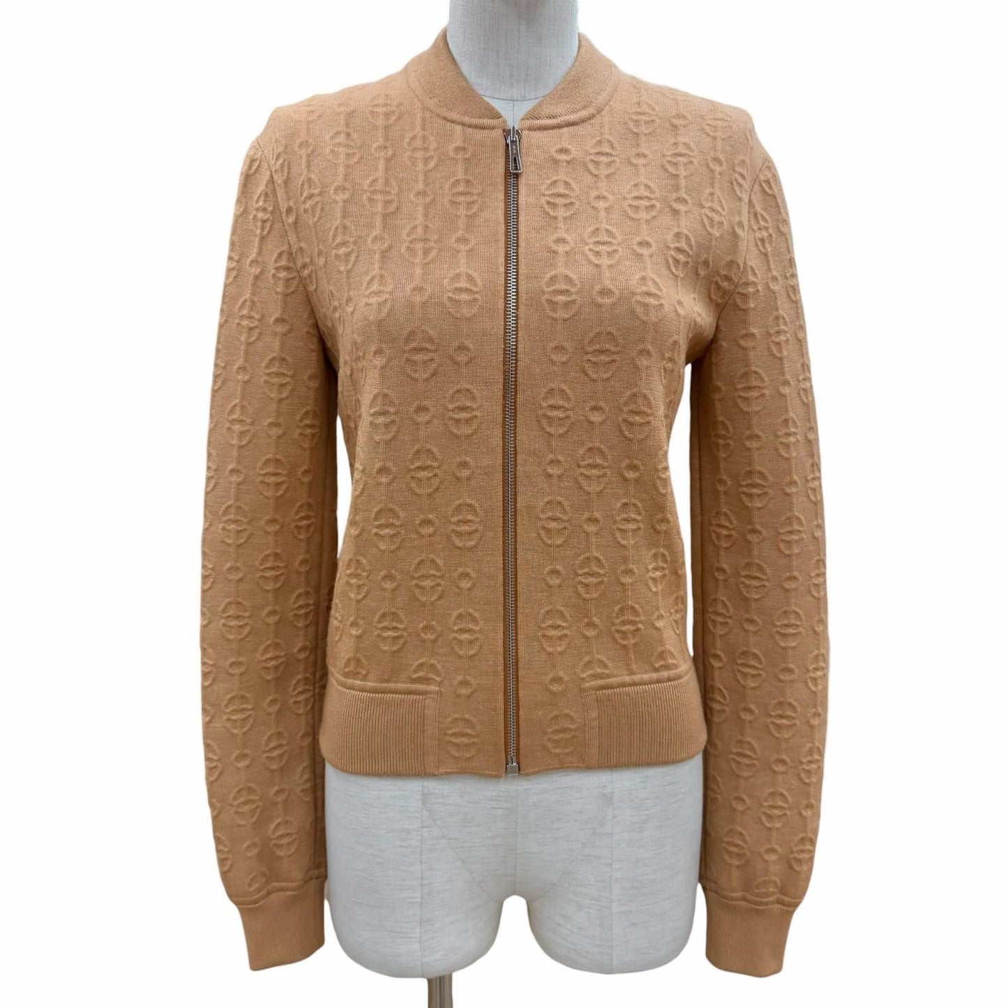 Hermes Cricketis Cashmere Silk Blend Zipup Knit Jacket Brown 36
