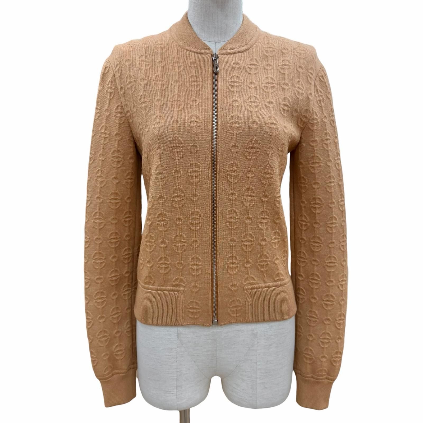 Hermes Cricketis Cashmere Silk Blend Zipup Knit Jacket Brown 36