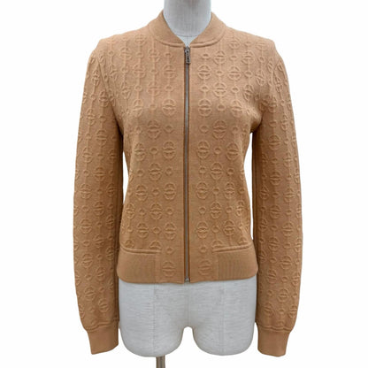 Hermes Cricketis Cashmere Silk Blend Zipup Knit Jacket Brown 36
