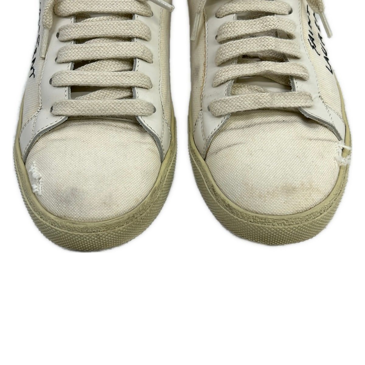 Saint Laurent Paris Sneakers 38 Ivory White Distressed Leather — view 8