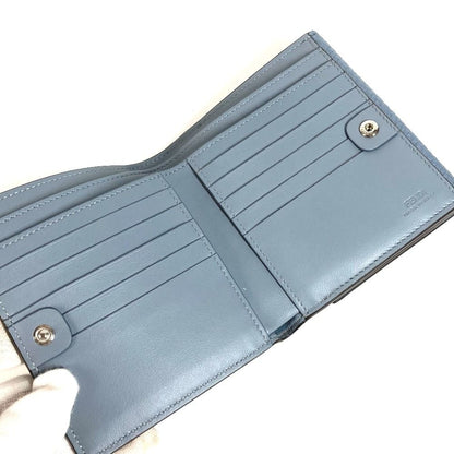 Fendi Bifold Wallet Peekaboo Logo Leather Blue — view 6