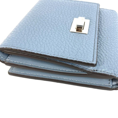 Fendi Bifold Wallet Peekaboo Logo Leather Blue — view 3