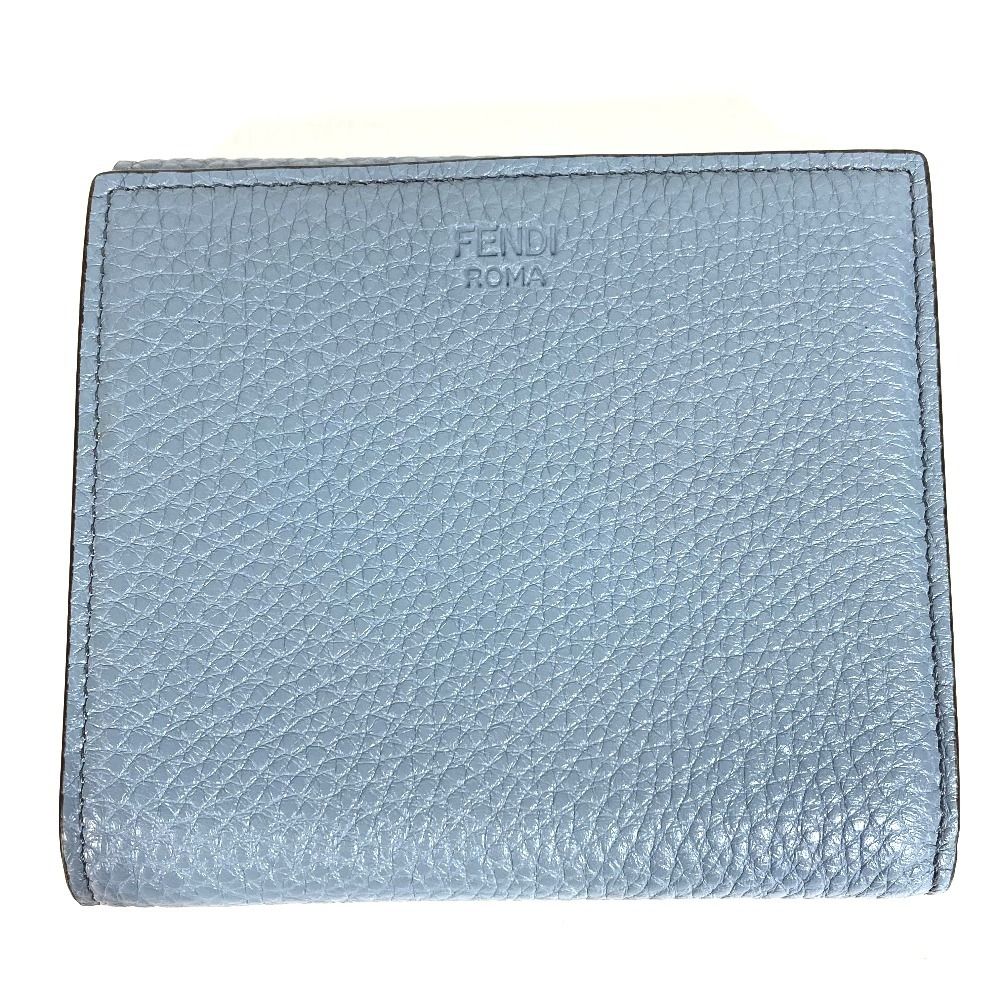 Fendi Bifold Wallet Peekaboo Logo Leather Blue — view 2
