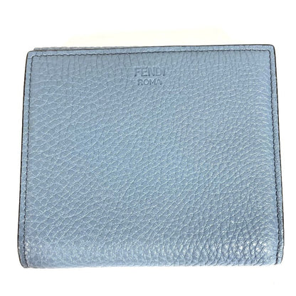 Fendi Bifold Wallet Peekaboo Logo Leather Blue — view 2