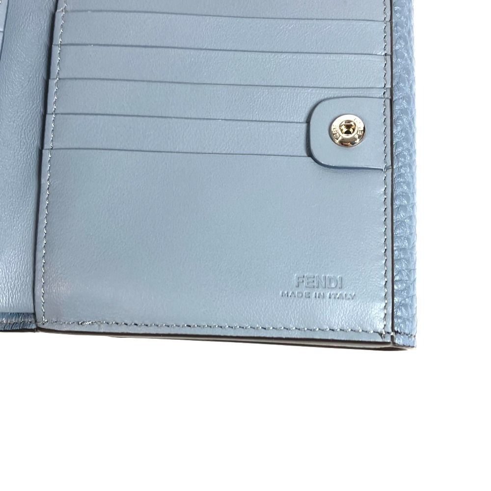 Fendi Bifold Wallet Peekaboo Logo Leather Blue — view 7