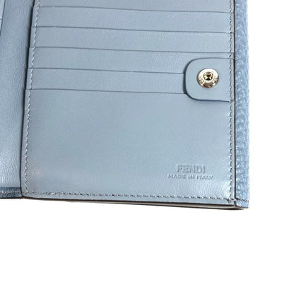Fendi Bifold Wallet Peekaboo Logo Leather Blue — view 7