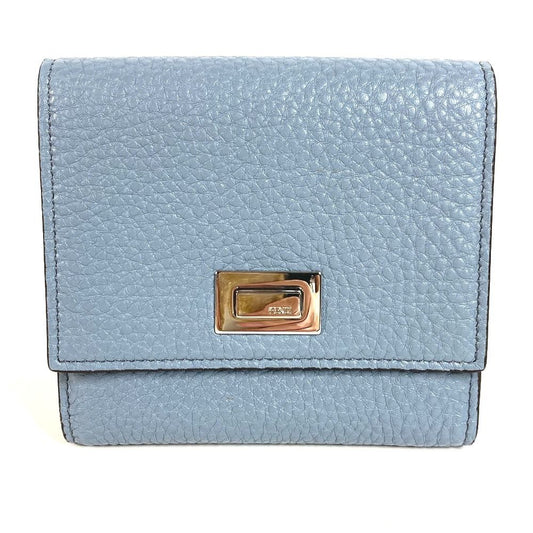 Fendi Bifold Wallet Peekaboo Logo Leather Blue