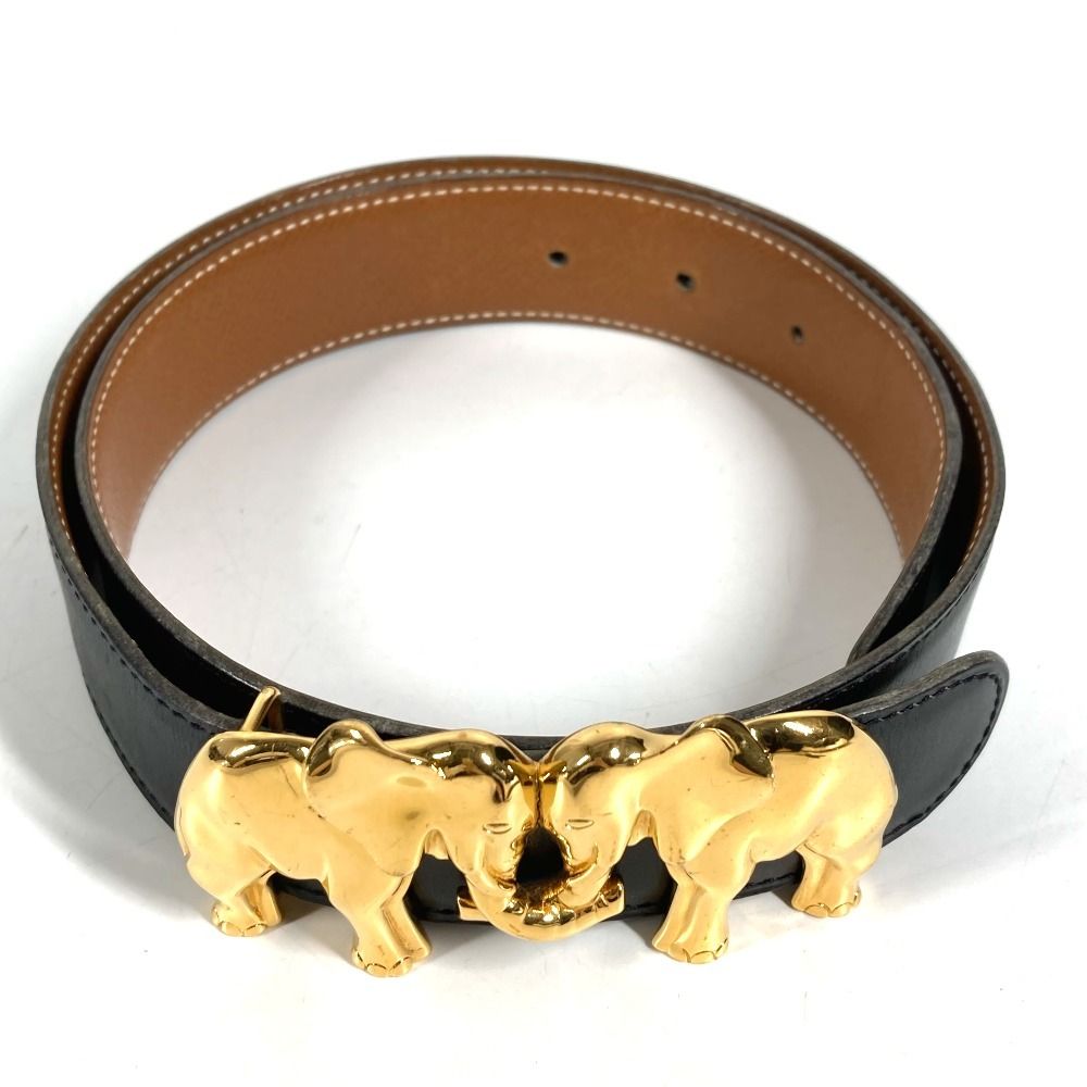 Hermes Belt Elephant Logo Leather Black — view 2